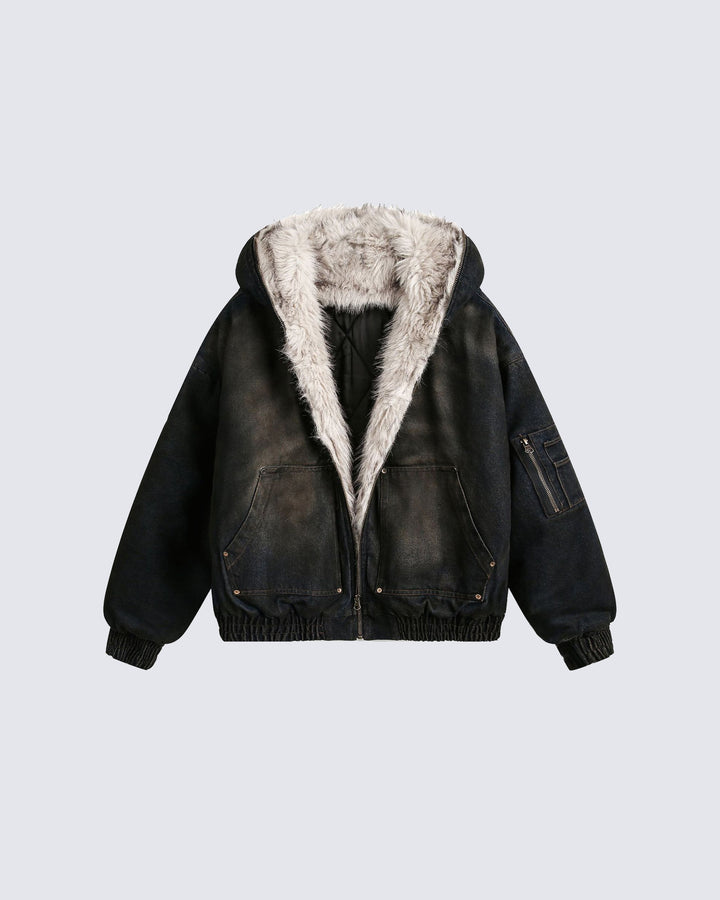 The Ethan Faux Fur-Lined Denim Jacket