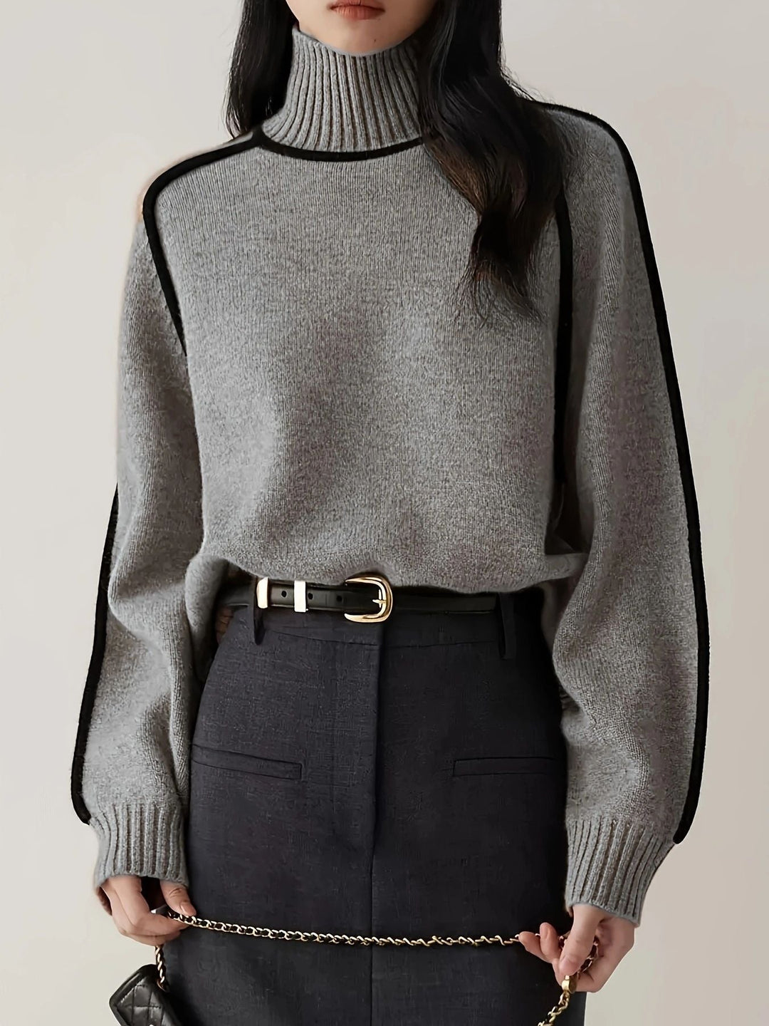 The Florence Piped Turtleneck Sweater