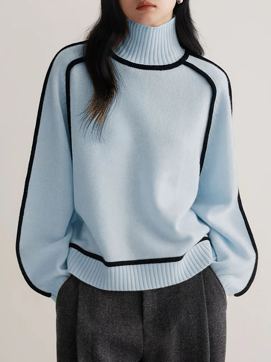 The Florence Piped Turtleneck Sweater