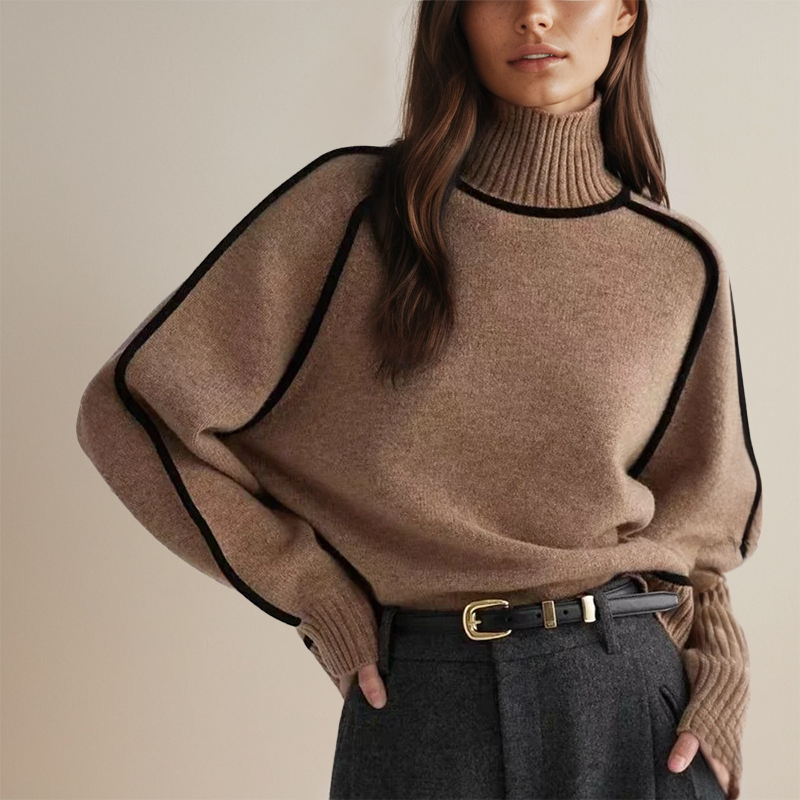 The Florence Piped Turtleneck Sweater