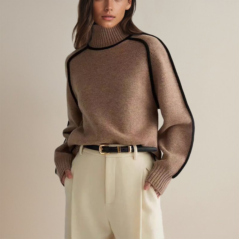 The Florence Piped Turtleneck Sweater