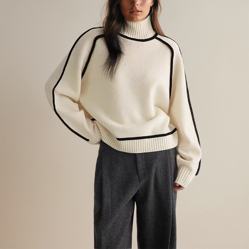 The Florence Piped Turtleneck Sweater