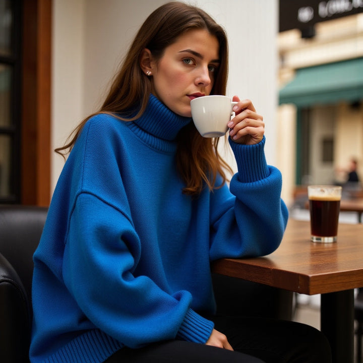 Evelyn - Luxe Turtleneck Blue