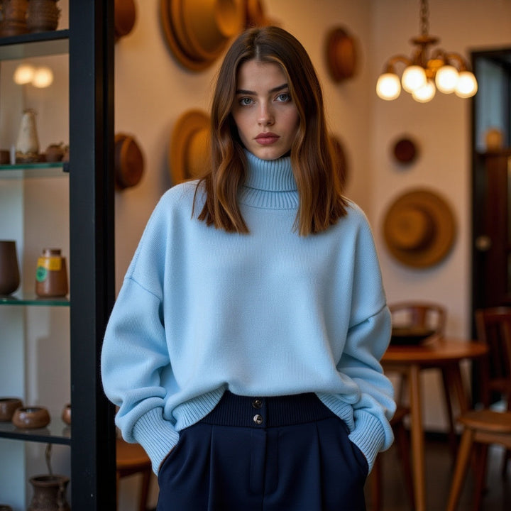 Evelyn - Luxe Turtleneck Blue