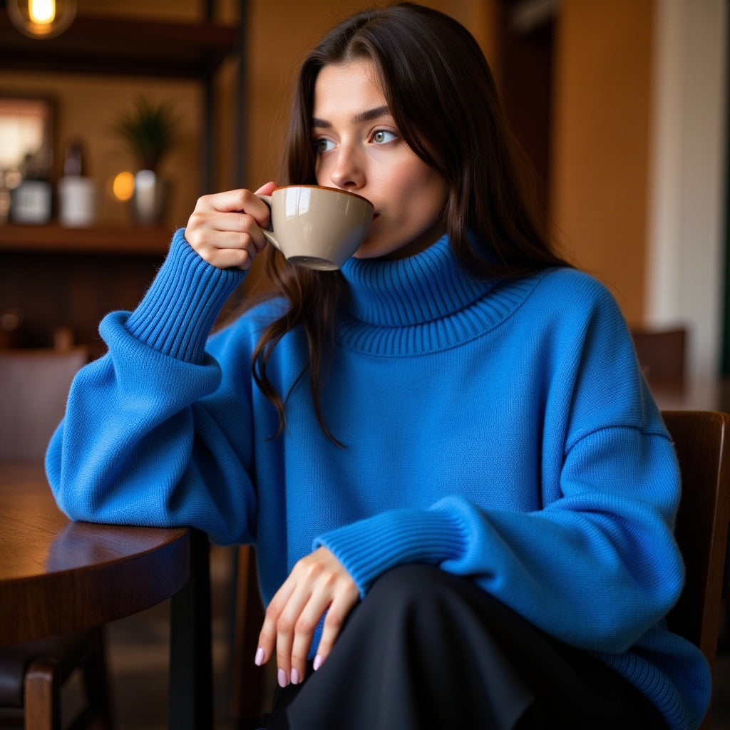 Evelyn - Luxe Turtleneck Blue