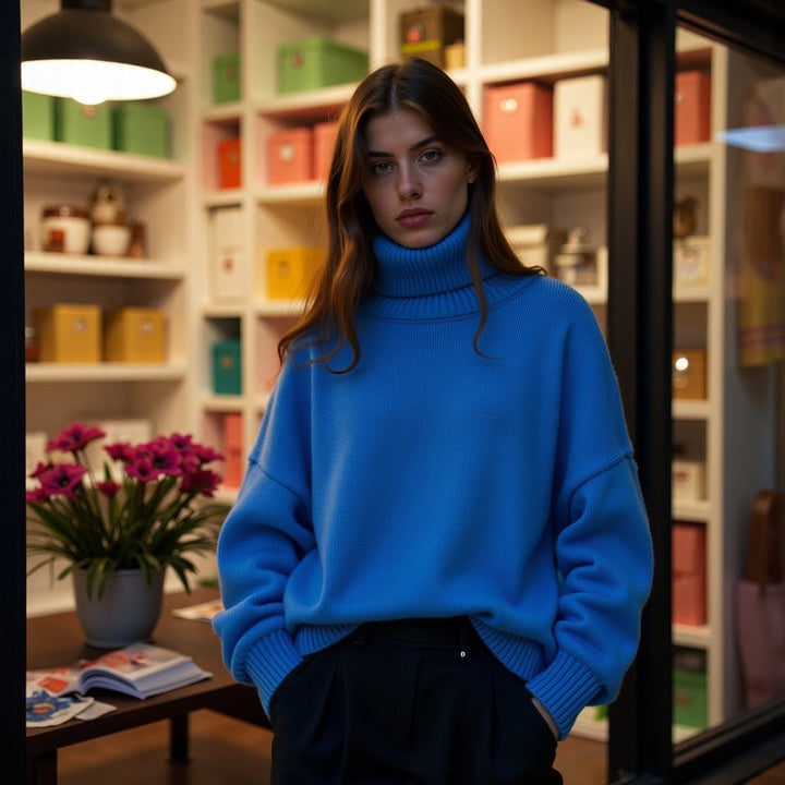 Evelyn - Luxe Turtleneck Blue