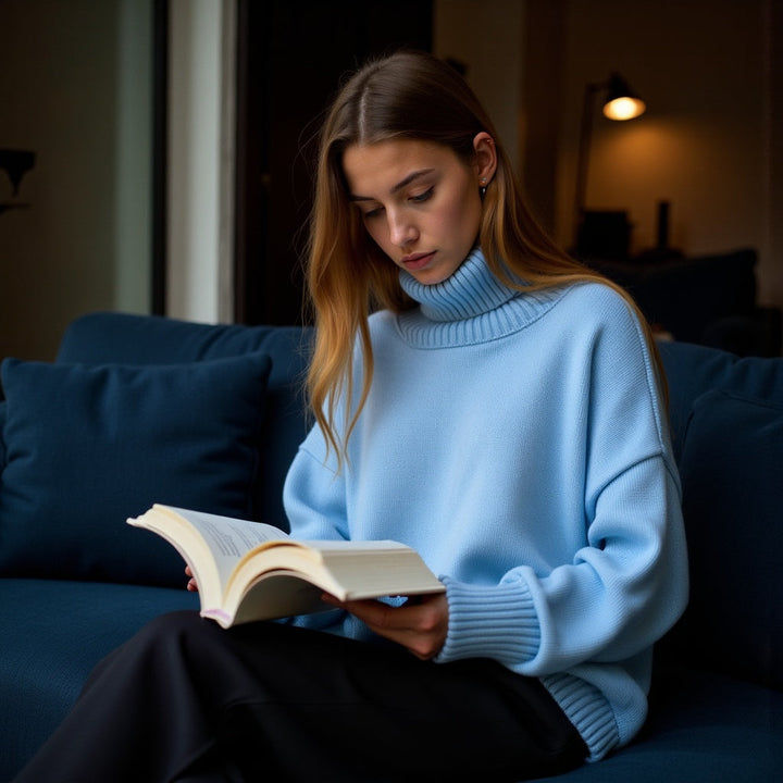 Evelyn - Luxe Turtleneck Blue