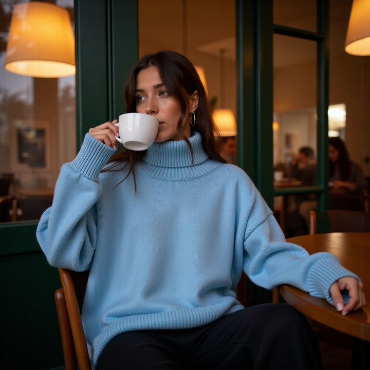 Evelyn - Luxe Turtleneck Blue